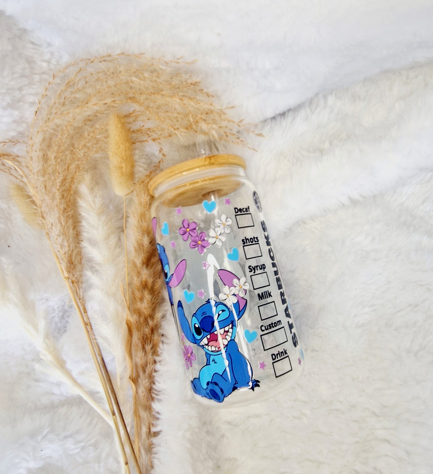 Stitch Libbey Glass Cup - Eco-Friendly, Reusable, and Stylish