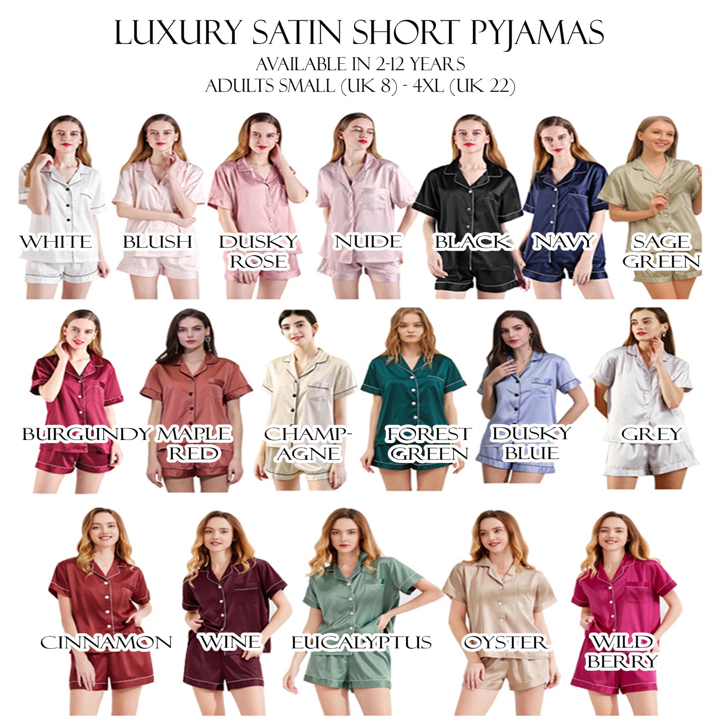 Luxury Flower Girl Pyjamas β Elegant Personalised Satin Sleepwear (Children's Sizes)