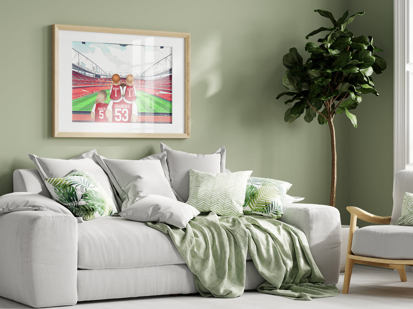 Personalised Arsenal Football Stadium Print – Hand-Drawn Artwork | Unique Father’s Day Gift for Sports Fans