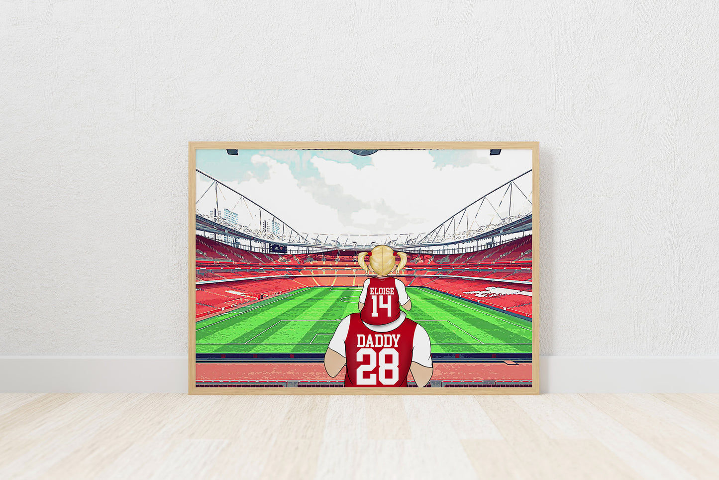 Personalised Arsenal Football Stadium Print – Hand-Drawn Artwork | Unique Father’s Day Gift for Sports Fans