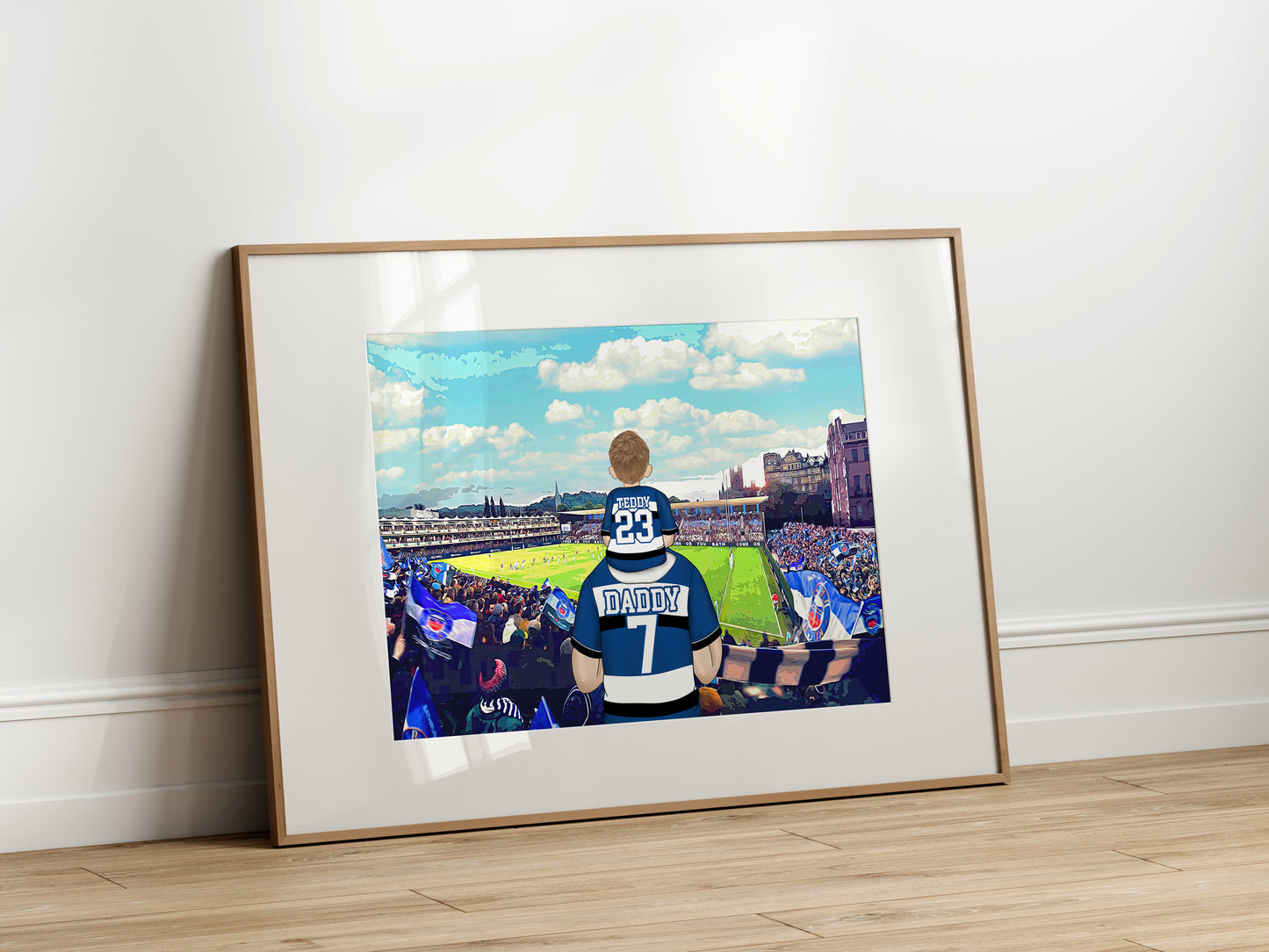 Unique Father’s Day Gift – Custom Bath Rugby Stadium Family Print