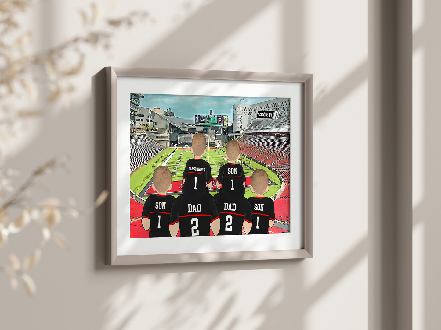 Custom Bearcats American Football Stadium Portrait – Perfect Gift for Sports Fan Dads