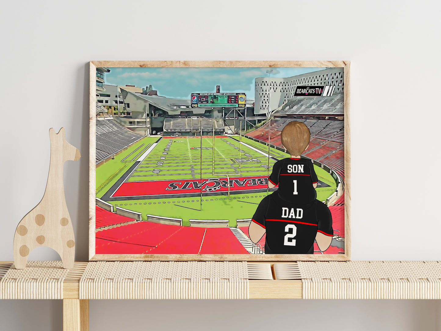 Custom Bearcats American Football Stadium Portrait – Perfect Gift for Sports Fan Dads