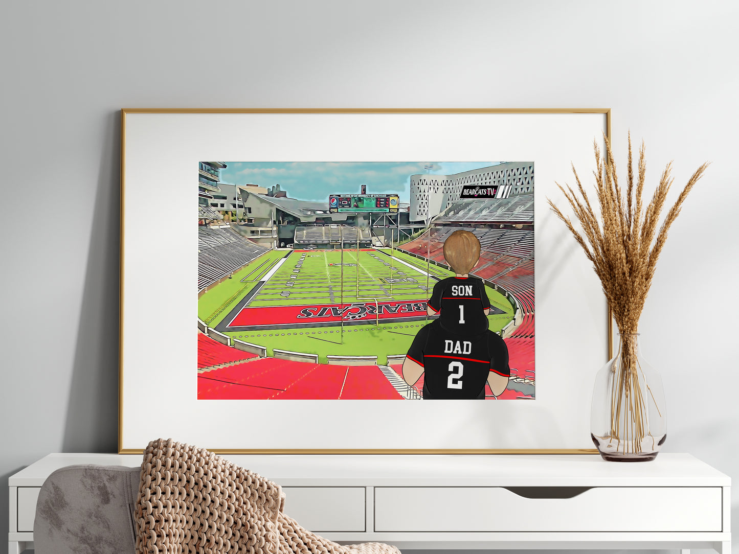 Custom Bearcats American Football Stadium Portrait – Perfect Gift for Sports Fan Dads