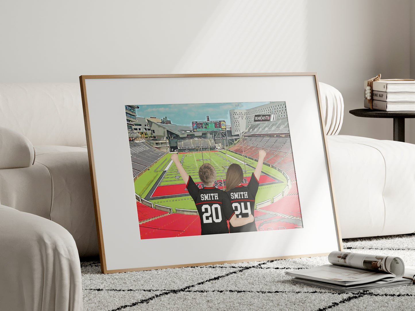 Custom Bearcats American Football Stadium Portrait – Perfect Gift for Sports Fan Dads
