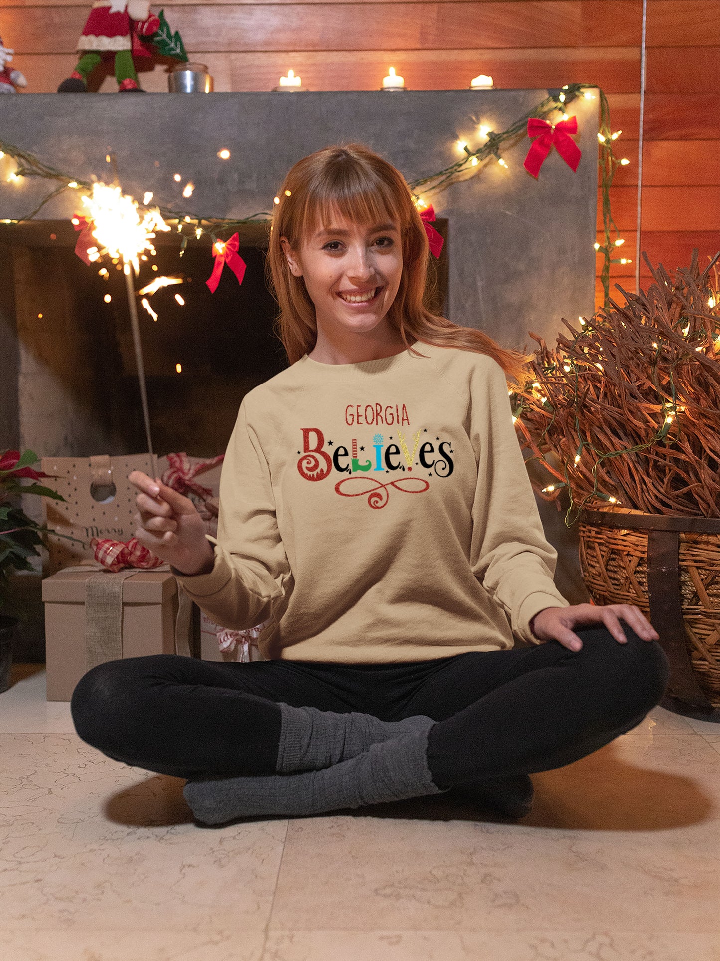 Personalised "Believes" Christmas Jumper, Custom Made Christmas Sweater (Kids)