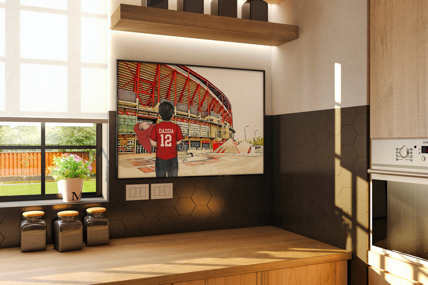 Personalised Benifca Football Stadium Print – Unique Father’s Day Gift for Football Fans