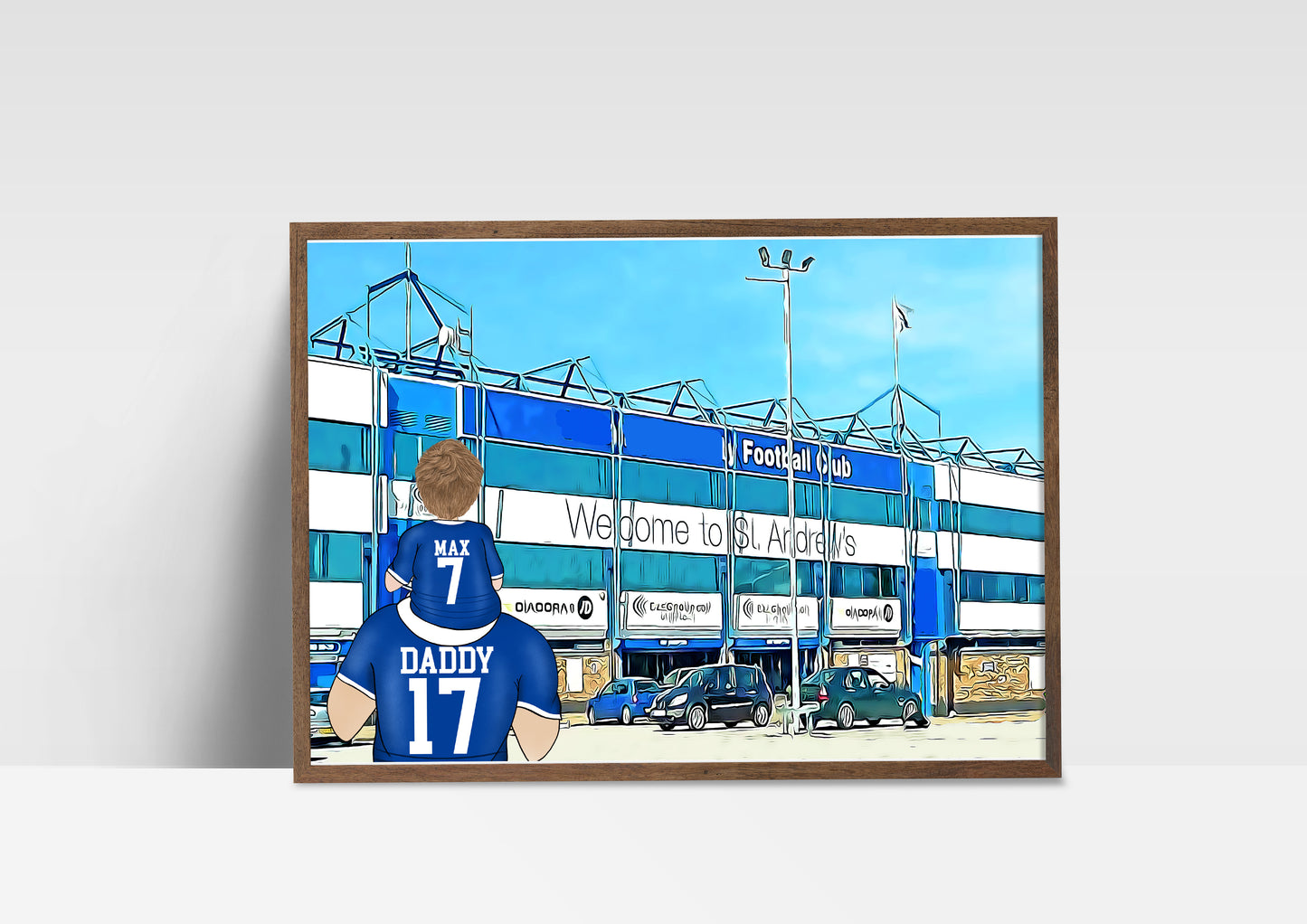 Custom Birmingham Football Fan Art – Personalised Stadium Print for Dad