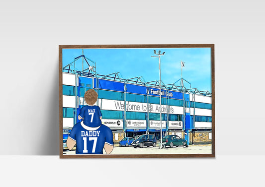 Custom Birmingham Football Fan Art – Personalised Stadium Print for Dad