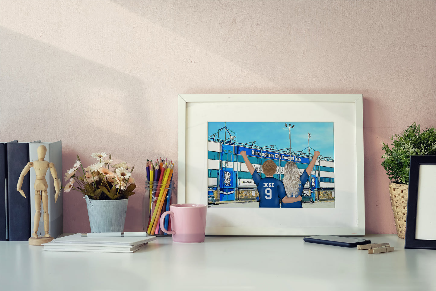 Custom Birmingham Football Fan Art – Personalised Stadium Print for Dad