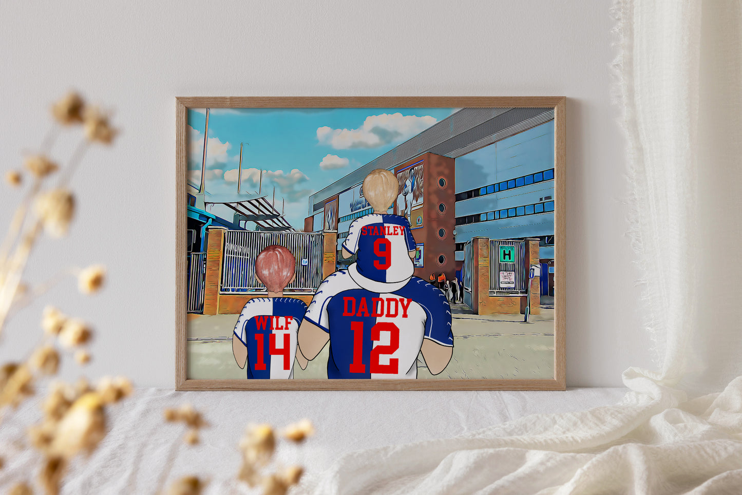 Custom Blackburn Football Fan Art – Personalised Stadium Print for Dad