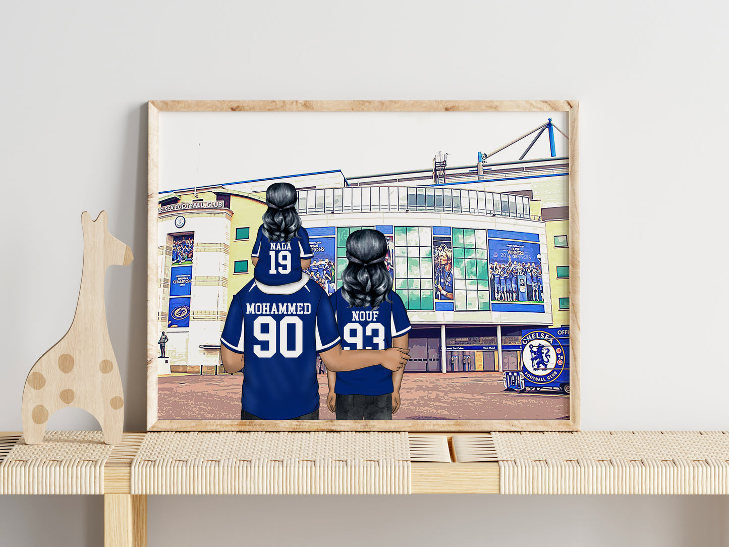 Hand-Drawn Chelsea Football Stadium Print – Personalised Gift for Him