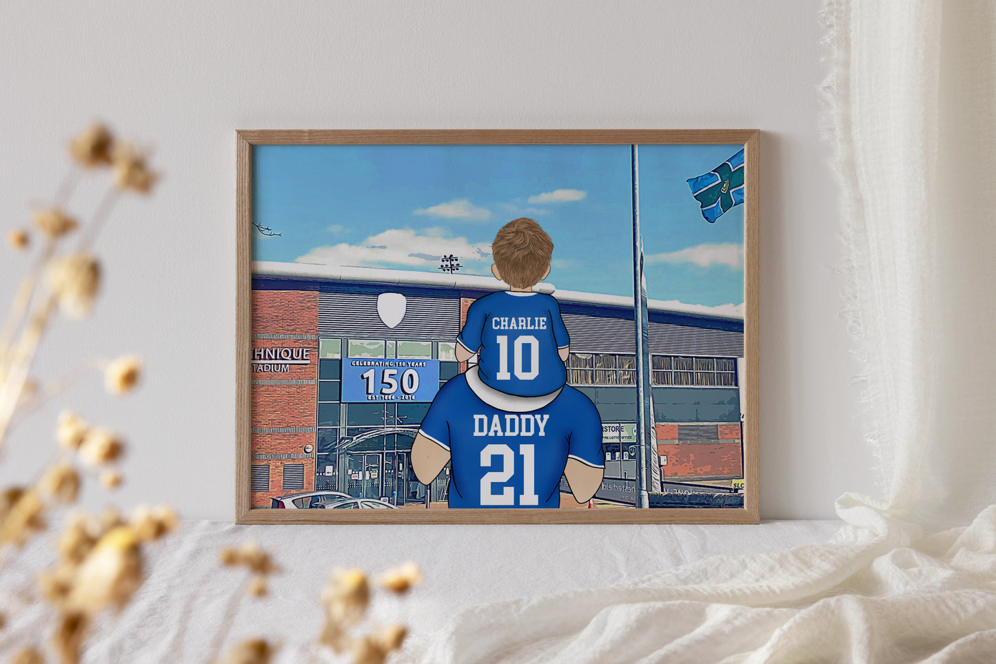 Hand-Drawn Chesterfield Football Stadium Print – Personalised Gift for Him