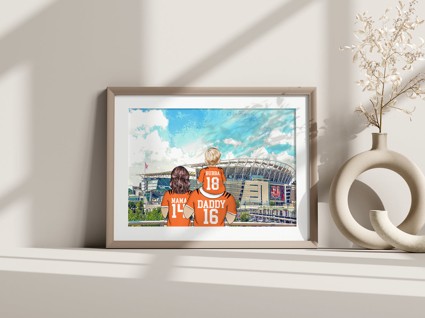 Hand-Drawn Bengals Football Stadium Print – Personalised Gift for Him
