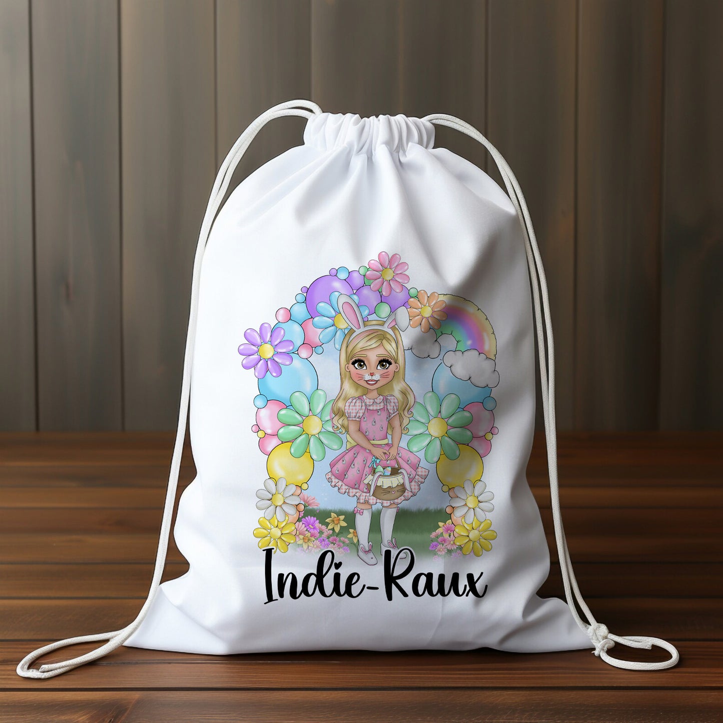 Personalised Easter Egg Hunt Bag β Personalised Bunny Treat Sack for Kids