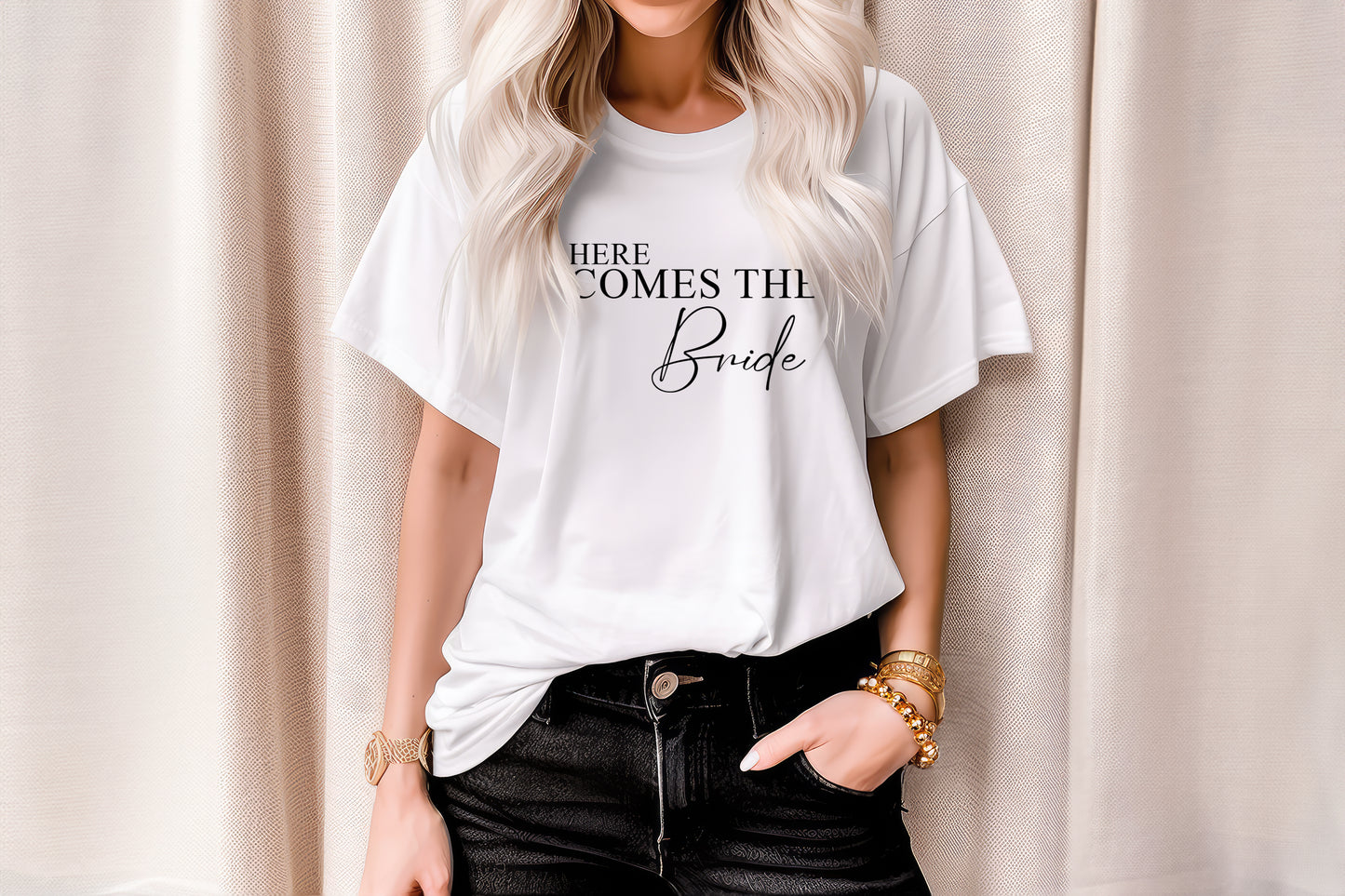 Here Comes The Bride Hen Party T Shirts, Girls Trip Matching Oversized Unisex Tops