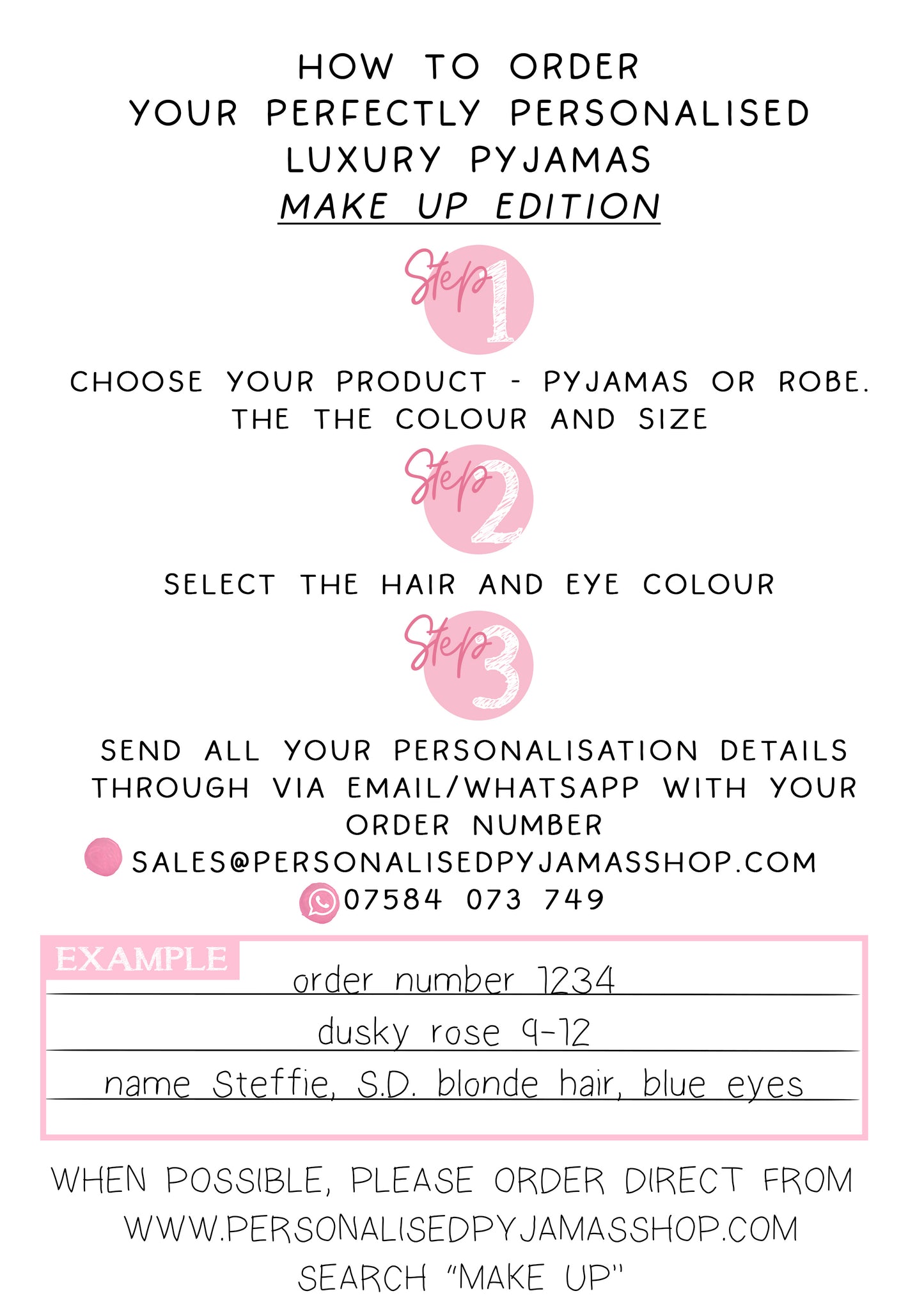 Luxury Make Up Girl Personalised Pyjamas - Full Length Adults