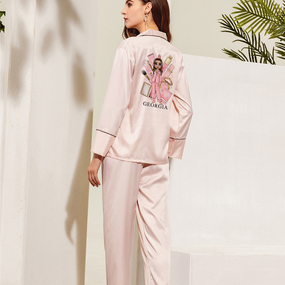 Luxury Make Up Girl Personalised Pyjamas - Full Length Adults