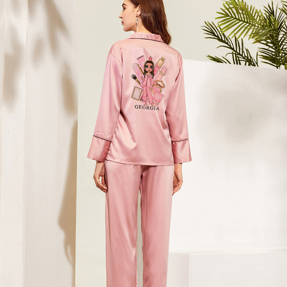 Luxury Make Up Girl Personalised Pyjamas - Full Length Adults