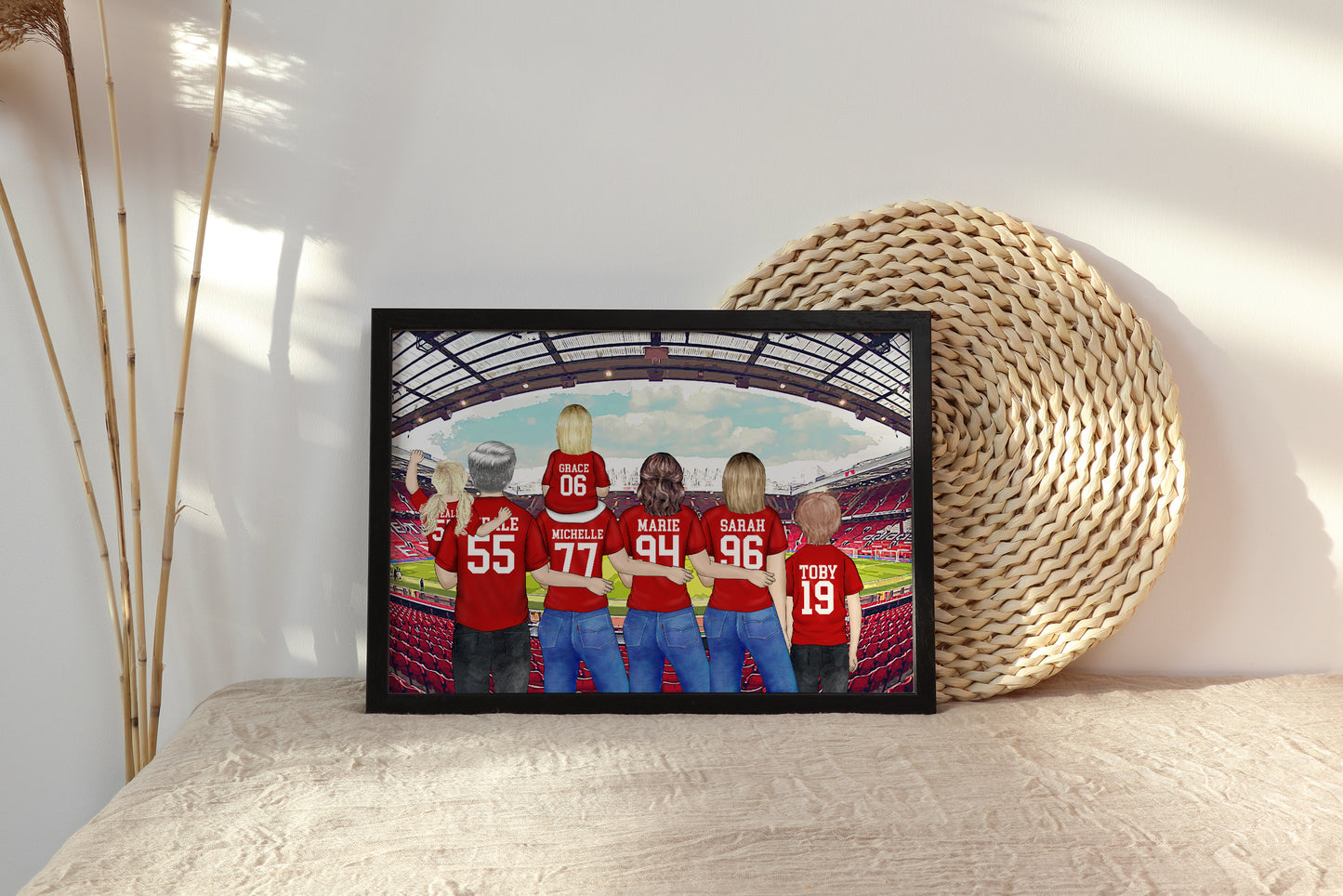 Custom Man United Football Dad Print – Hand-Drawn Personalised Stadium Artwork