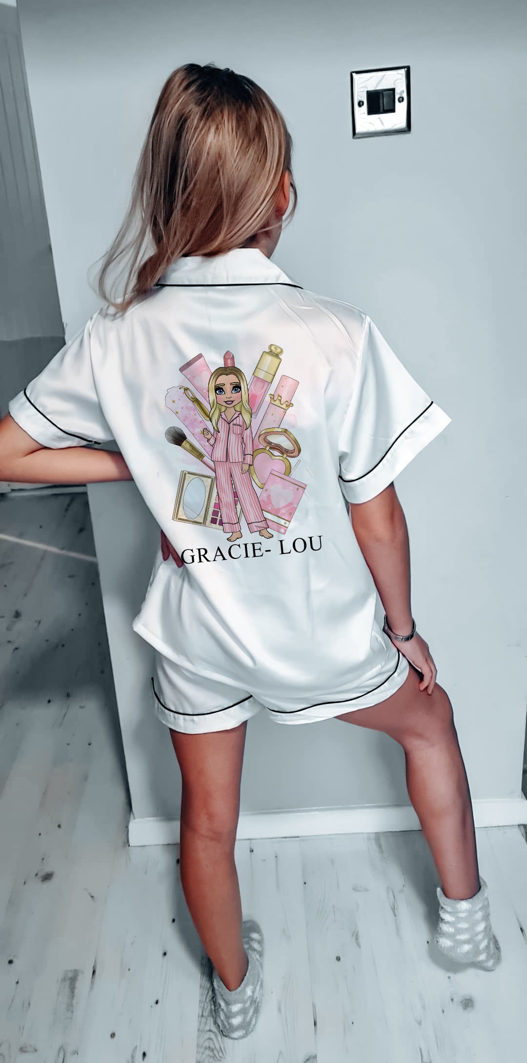 Personalised Satin Pyjamas - Inspired by popular Makeup! (Adult Sizes)