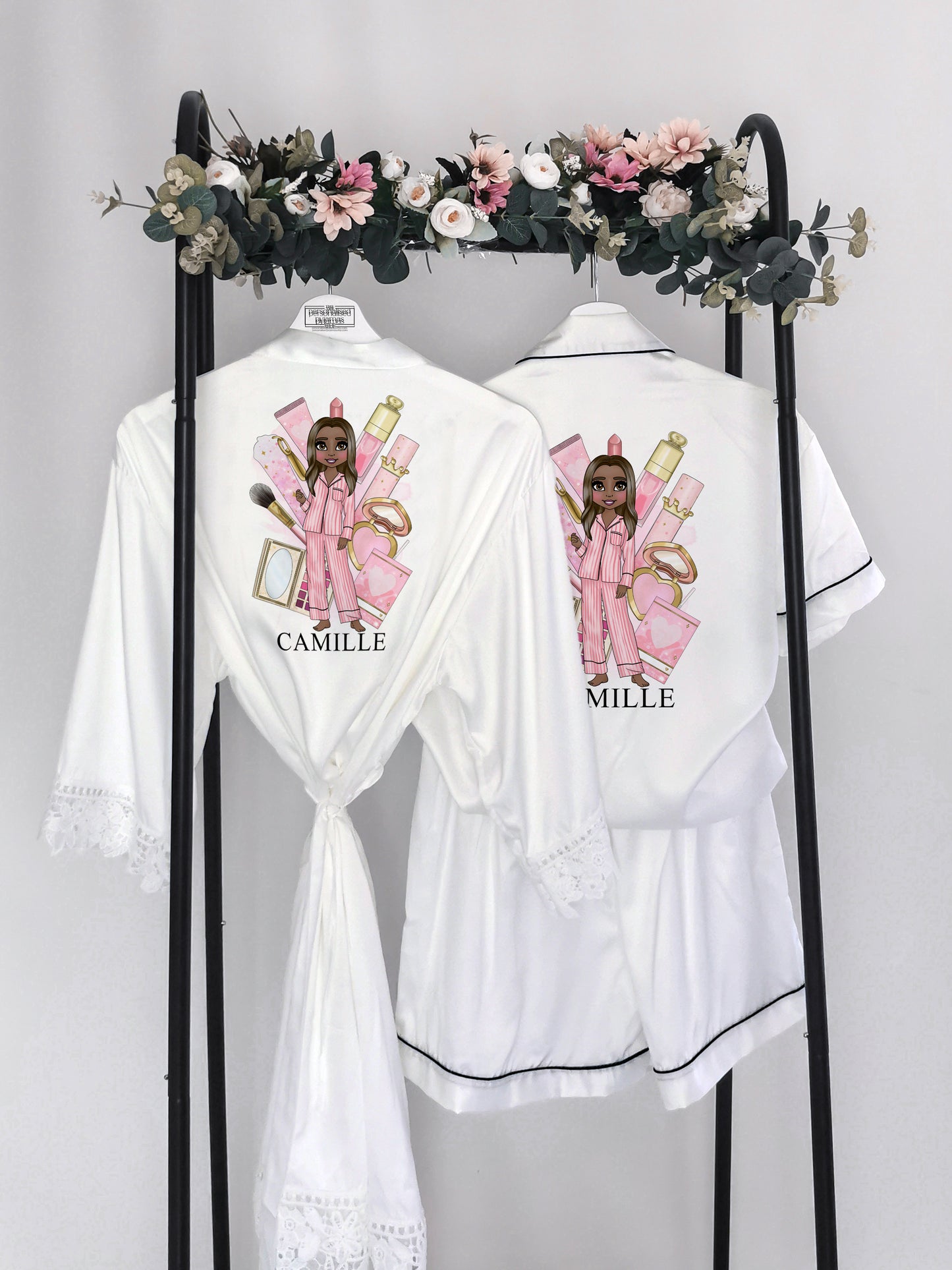 Personalised Satin Pyjamas - Inspired by popular Makeup! (Adult Sizes)
