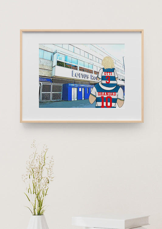 Queens Park Rangers Football Gift for Him – Personalised Stadium Artwork for Father’s Day or Birthday