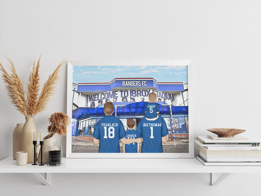 Rangers Football Gift for Him – Personalised Stadium Artwork for Father’s Day or Birthday