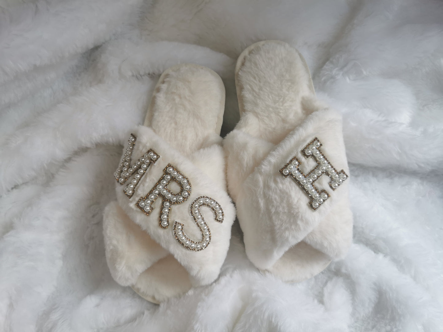 Personalised Mrs Slippers. The Perfect Comfy Bridal Shoe and Footwear for your wedding day