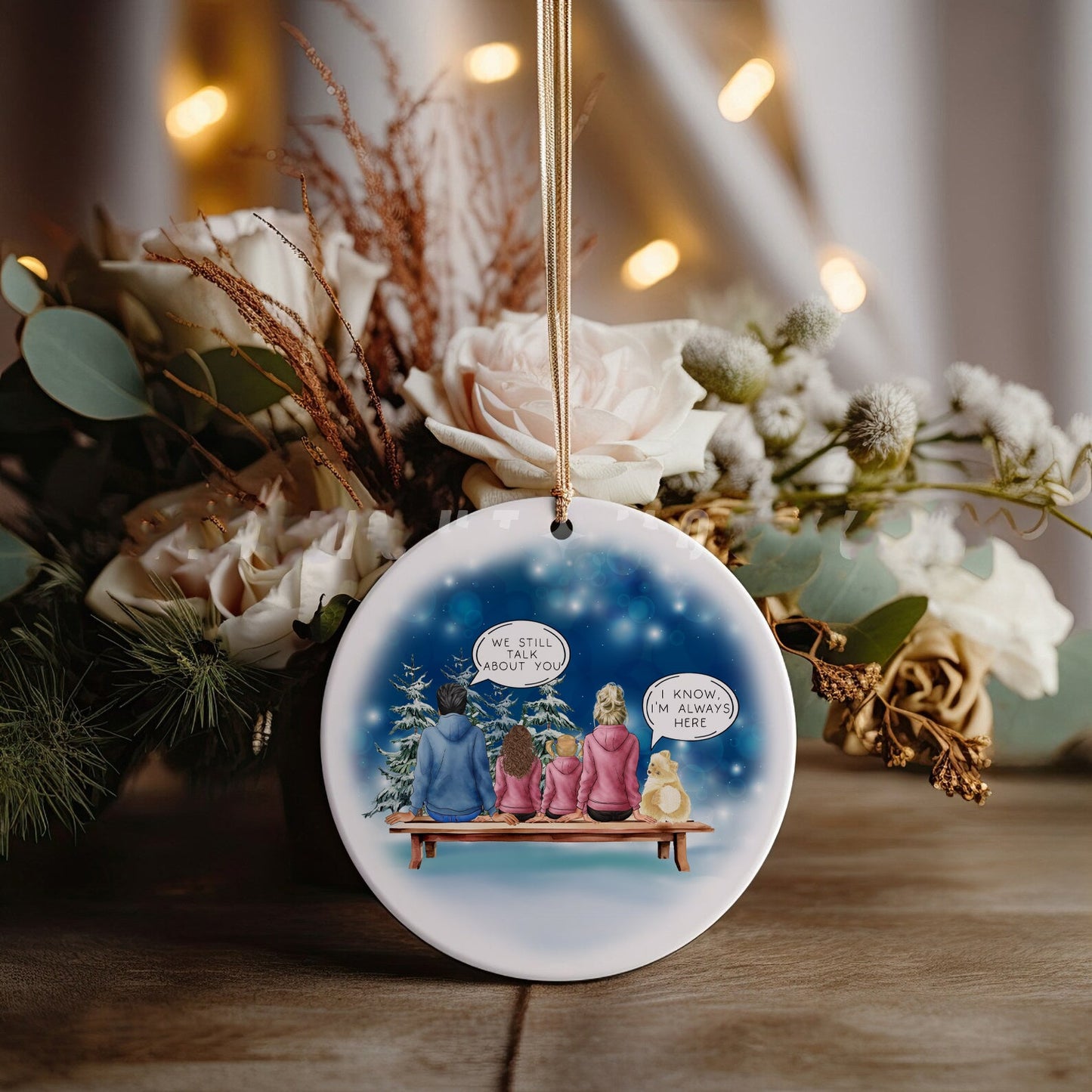 Custom Pet Loss Memorial Christmas Bauble, I Still Talk About You Pet Loss Bauble