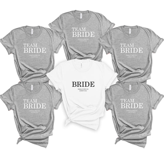 Classy Gold Personalised Team Bride T Shirts
