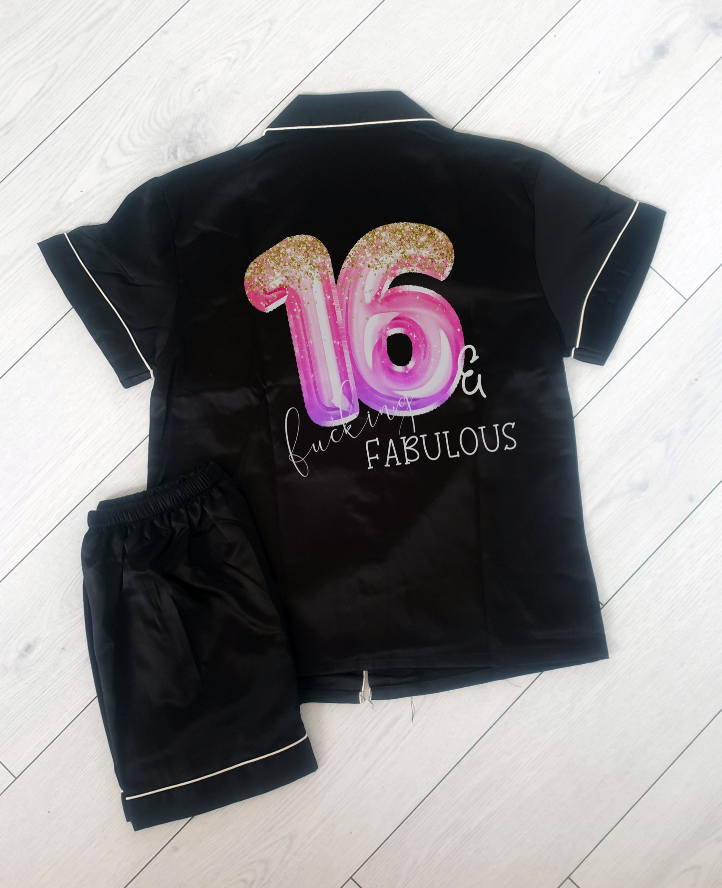 Personalised "F*cking Fabulous" Birthday Pyjamas β Custom Satin Sleepwear for All Ages