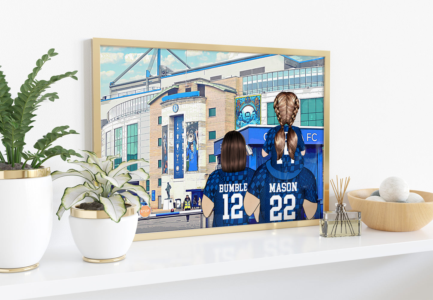 Hand-Drawn Chelsea Football Stadium Print – Personalised Gift for Him
