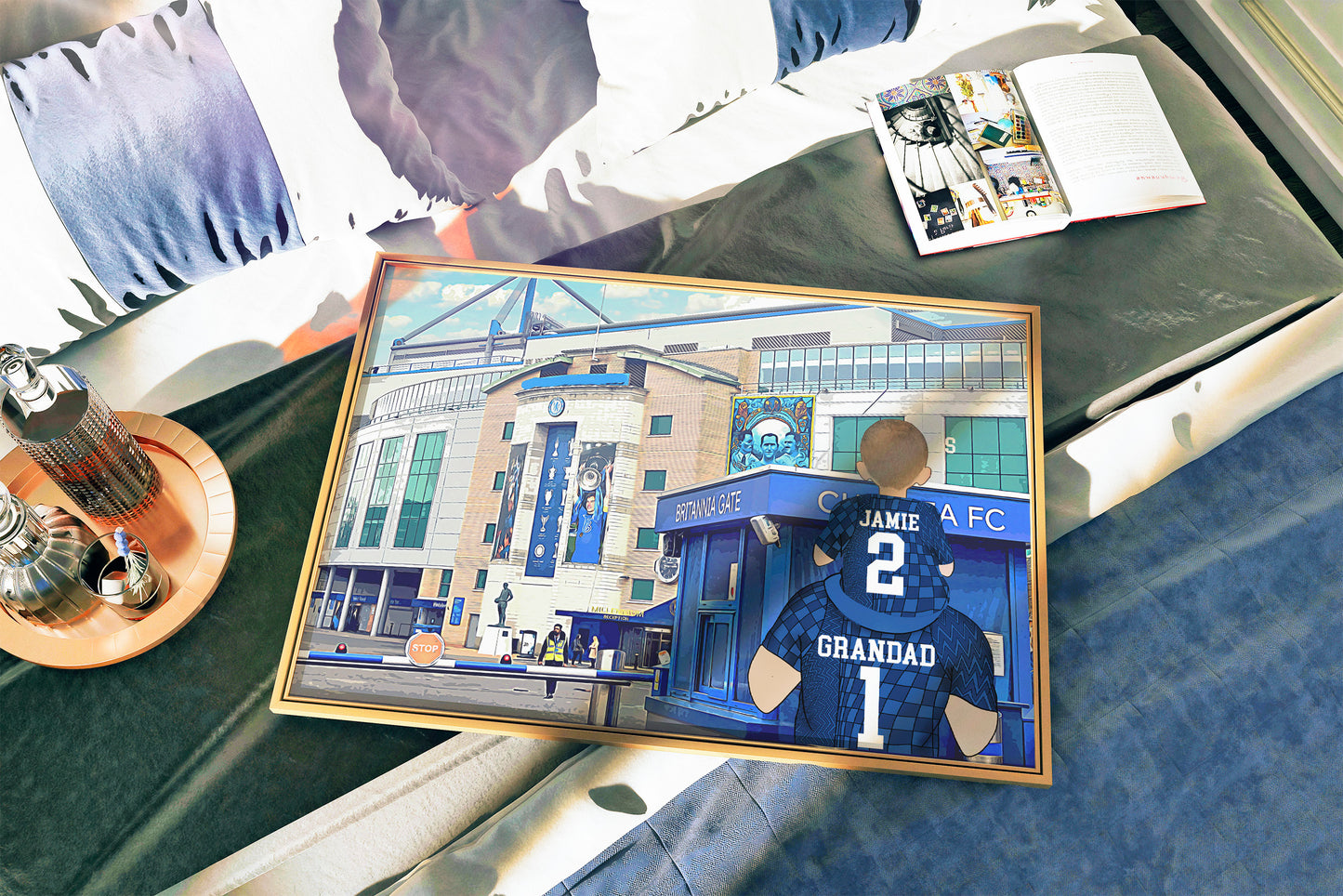 Hand-Drawn Chelsea Football Stadium Print – Personalised Gift for Him