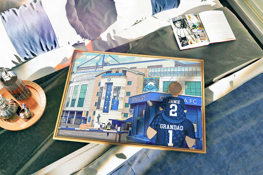 Hand-Drawn Chelsea Football Stadium Print – Personalised Gift for Him