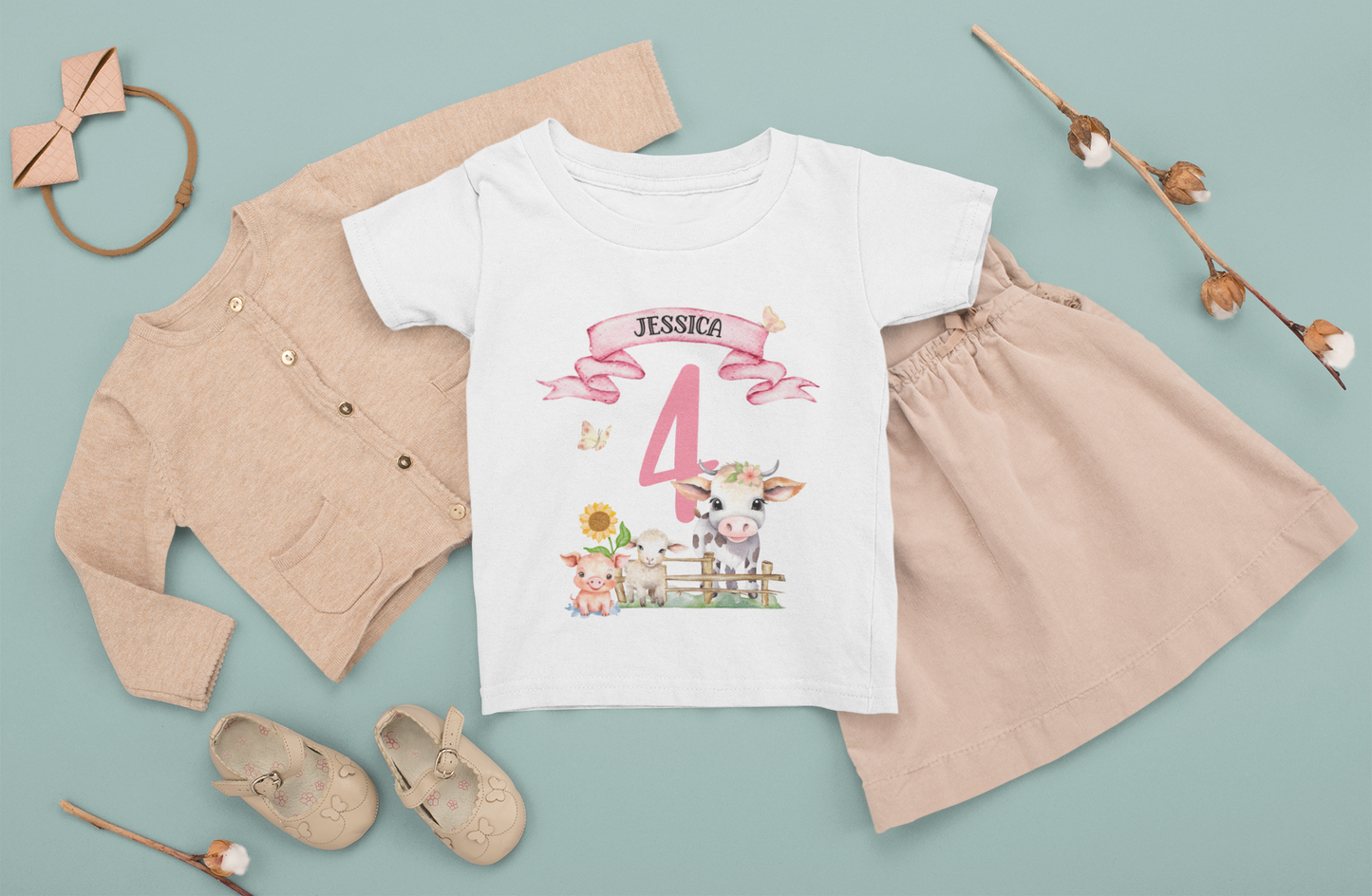 Personalised 1st Birthday Farm Themed TShirt