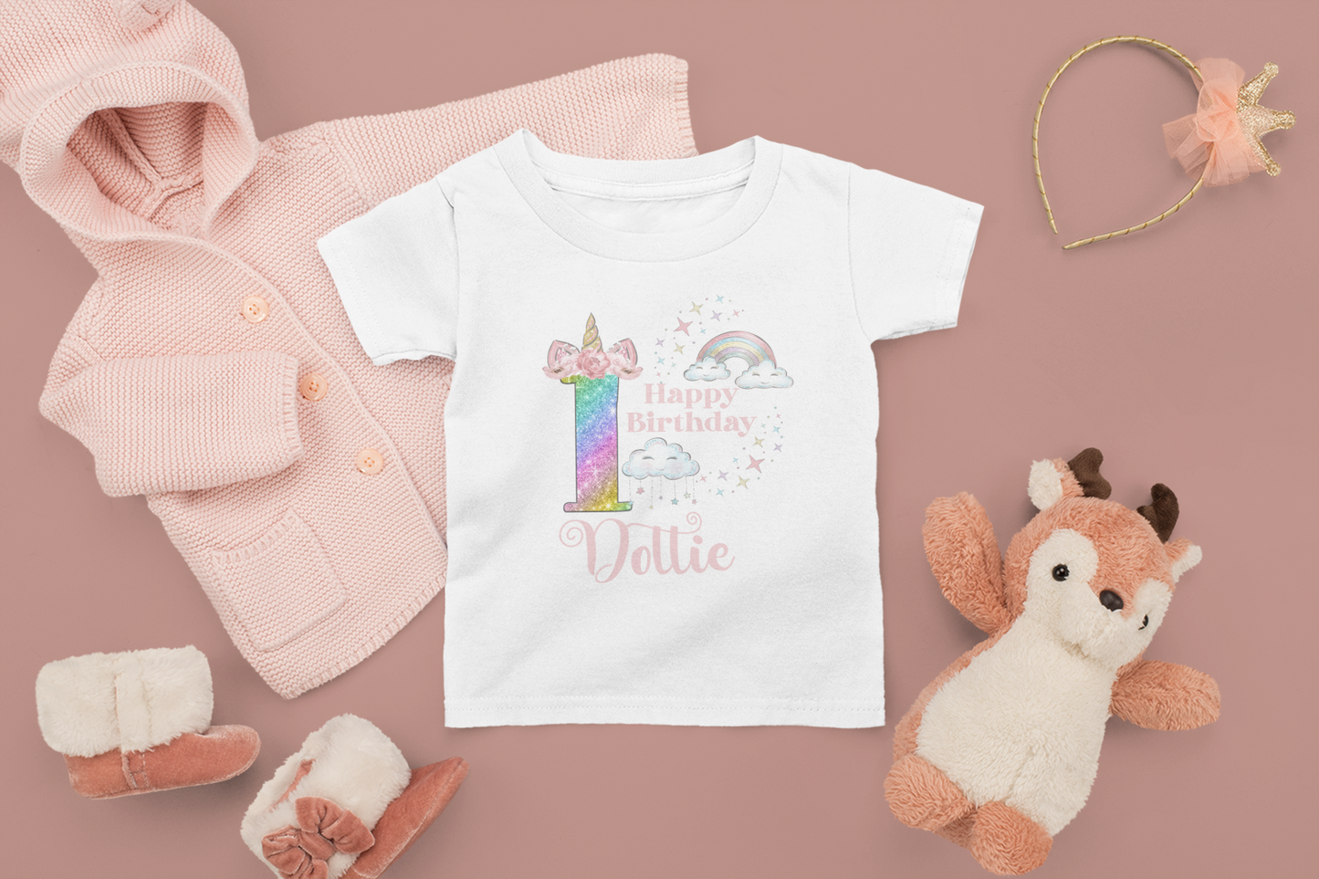 Personalised Glitter Unicorn Birthday TShirt