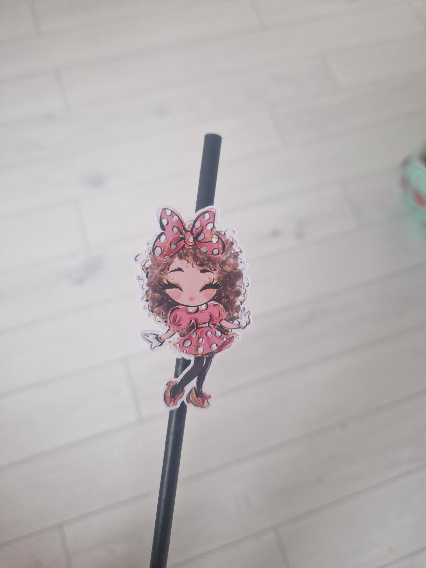 Personalised Minnie Party Straw Toppers