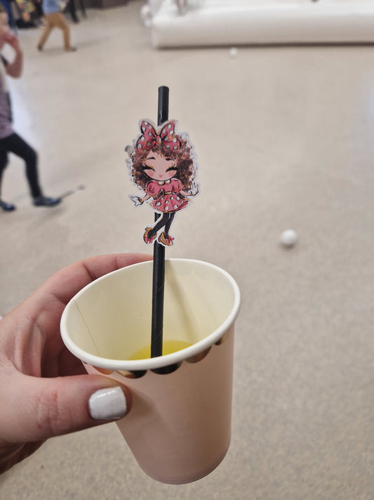 Personalised Minnie Party Straw Toppers