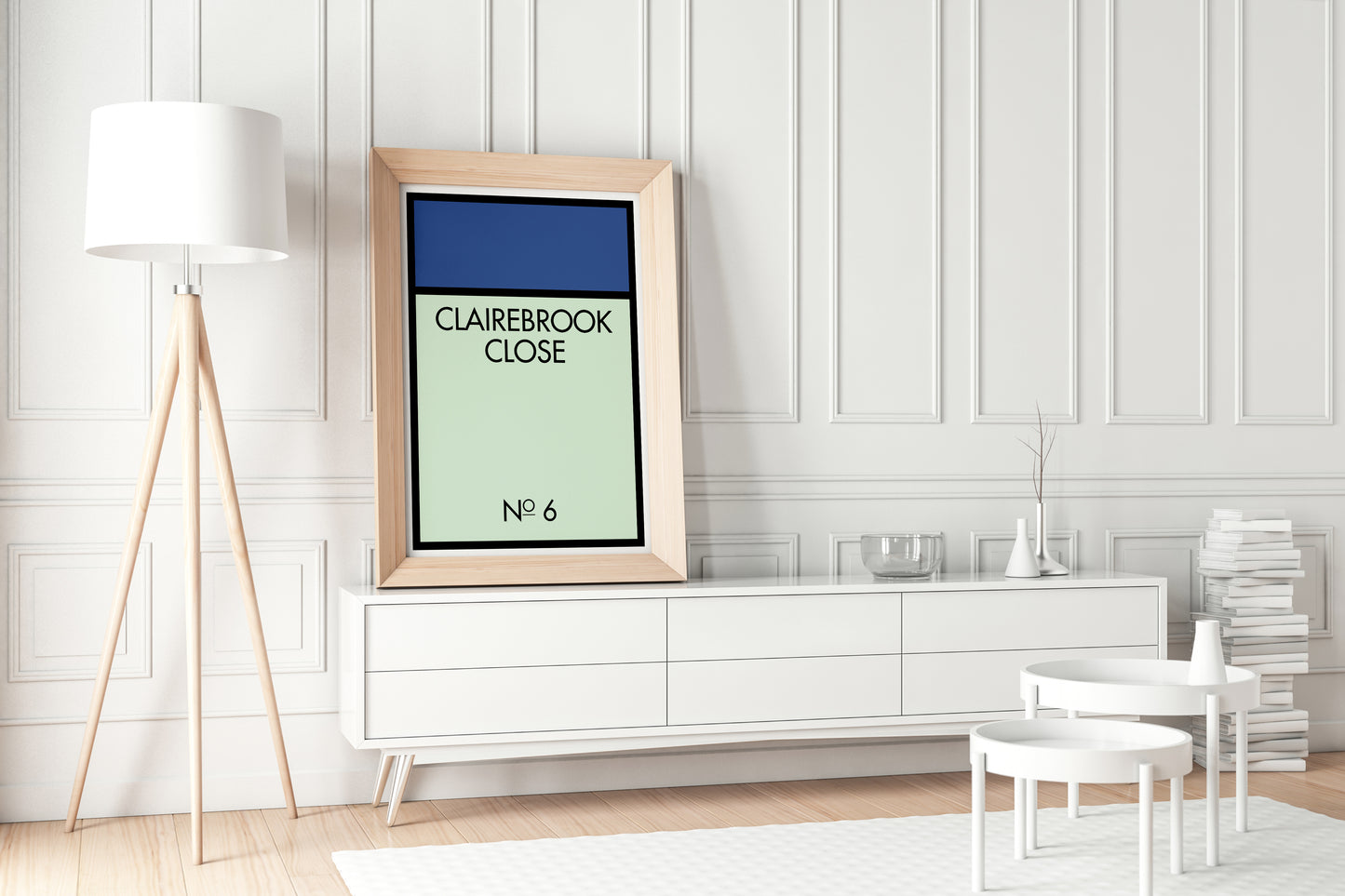 Retro Monopoly Street Name and Number Property Space Print, Vintage Board Game Poster, Personalised New Home Print, Newly Weds Present