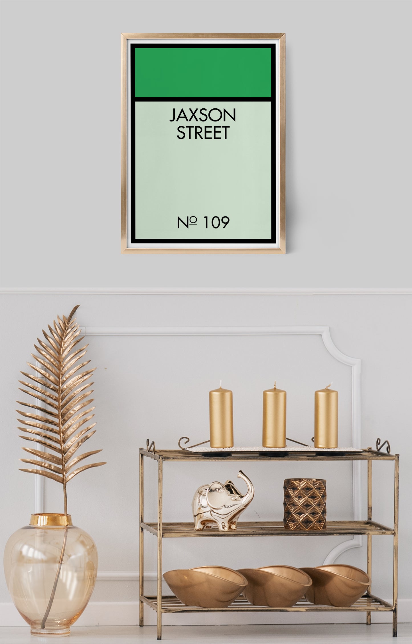 Retro Monopoly Street Name and Number Property Space Print, Vintage Board Game Poster, Personalised New Home Print, Newly Weds Present