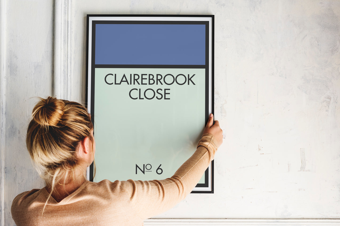 Retro Monopoly Street Name and Number Property Space Print, Vintage Board Game Poster, Personalised New Home Print, Newly Weds Present