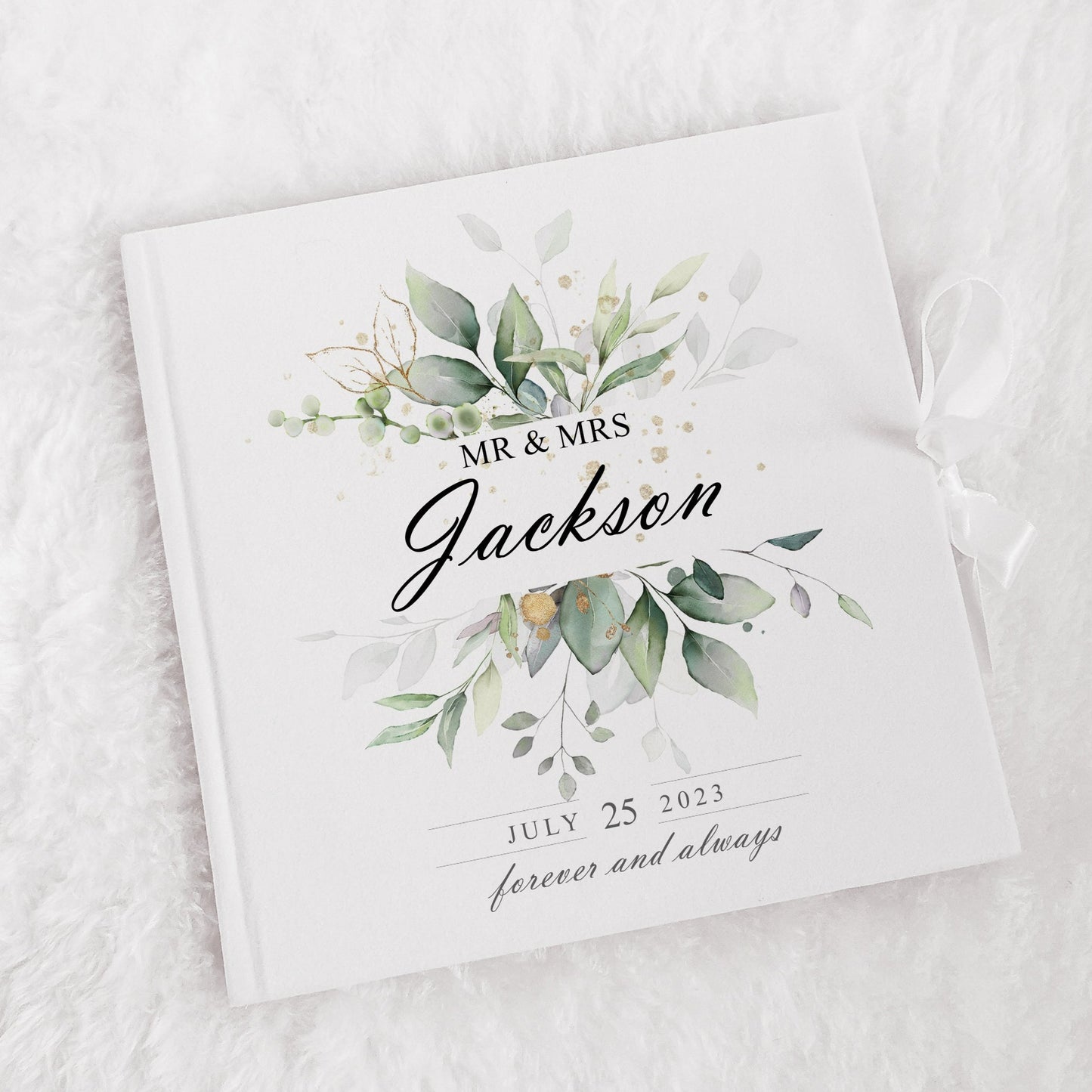 Eucalyptus Wedding Guestbook, Velvet Guest Book, Sage Green Wedding, Botanical