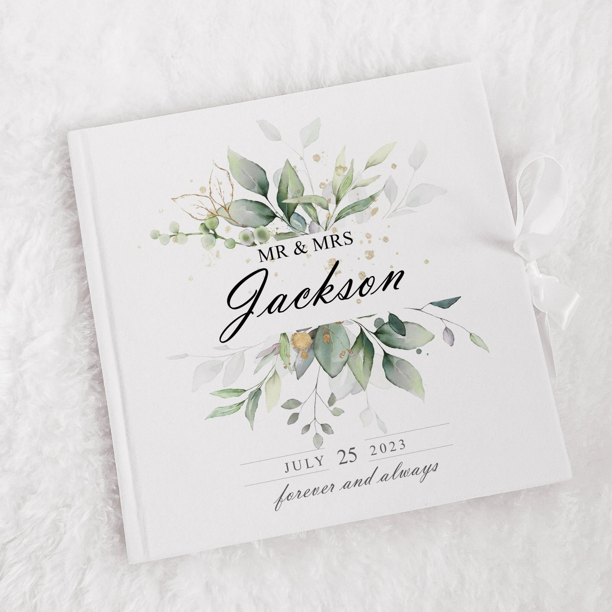 Eucalyptus Wedding Guestbook, Velvet Guest Book, Sage Green Wedding, Botanical