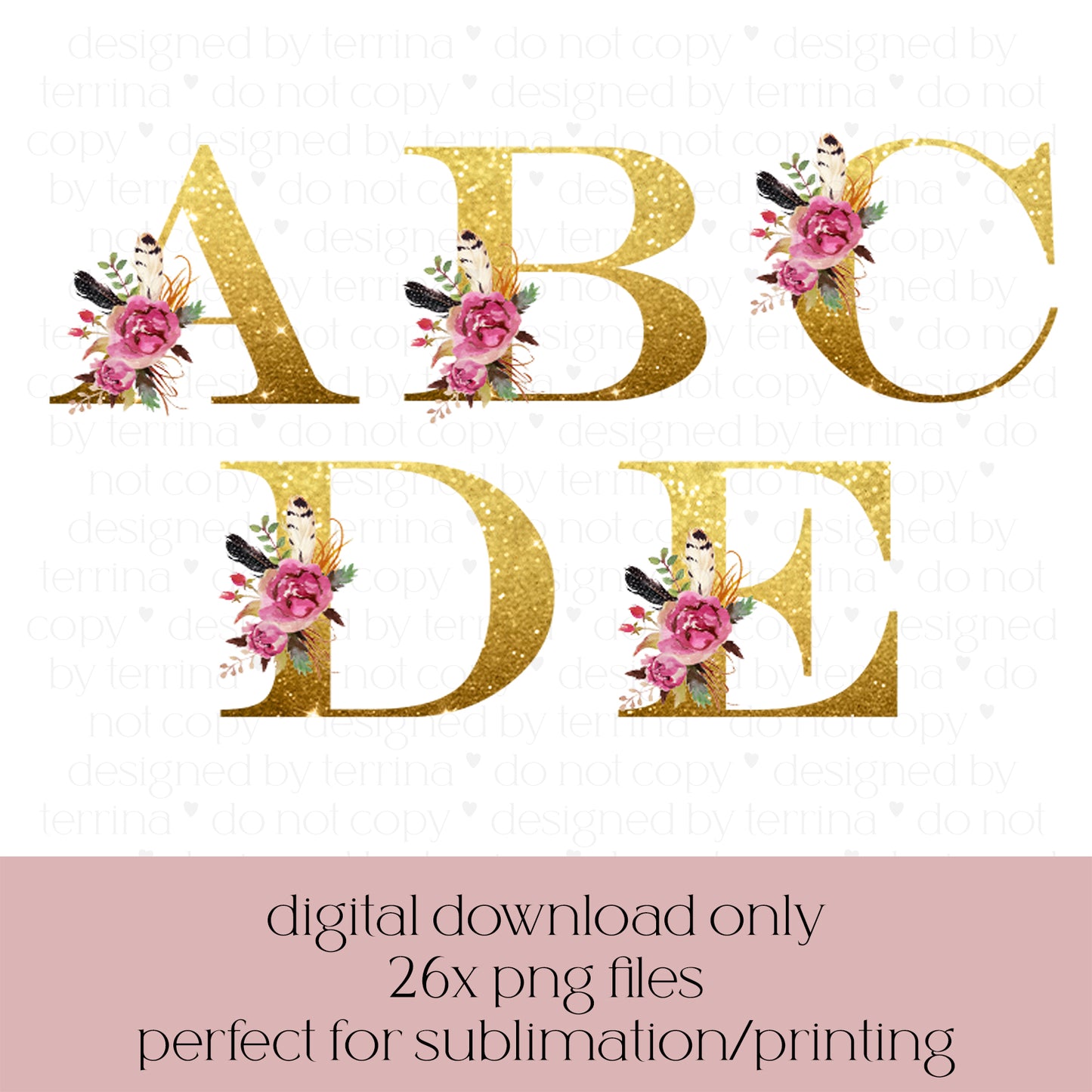 Gold Boho Alphabet