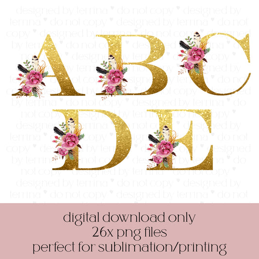 Gold Boho Alphabet