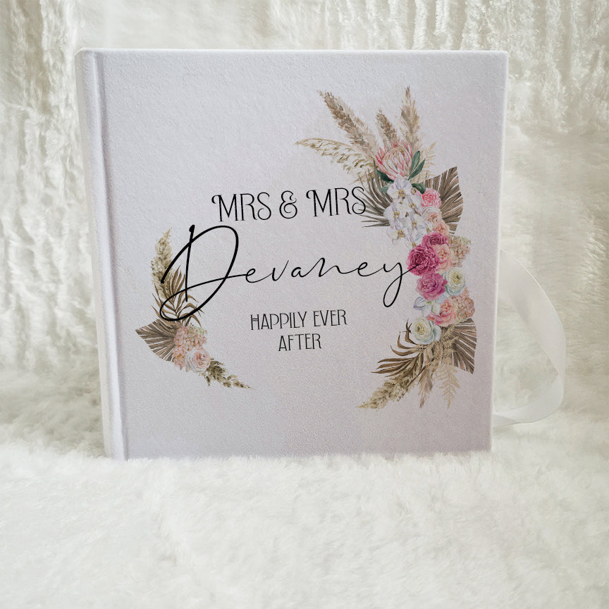 Personalised Boho and Pampas Grass Wedding Guest Book