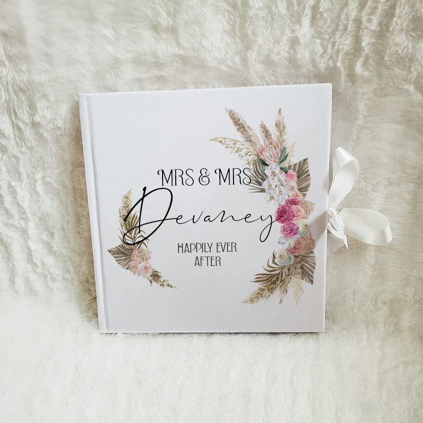 Personalised Boho and Pampas Grass Wedding Guest Book