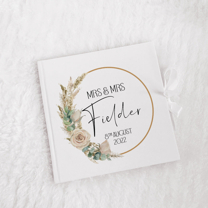 Personalised Vintage Roses Wedding Guest Book