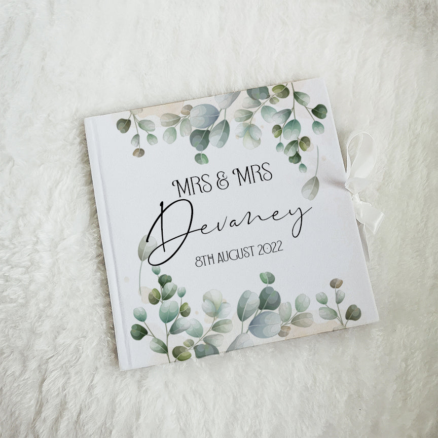 Personalised Eucalyptus Leaves Wedding Guest Book